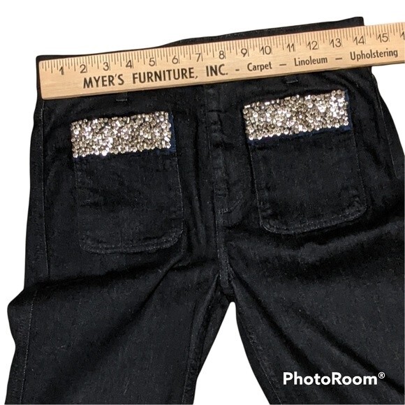 7 for all mankind embellished black skinny jeans pockets higher rise 28x… - Picture 4 of 15